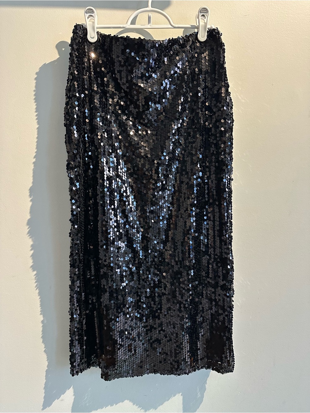 Primark Black Sequin Midi Slip Skirt